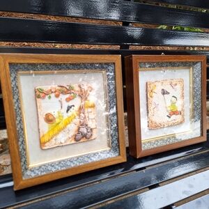 Vintage Art Pottery Clay Artwork Mod Century Modern Textured Framed Wall Decor 2